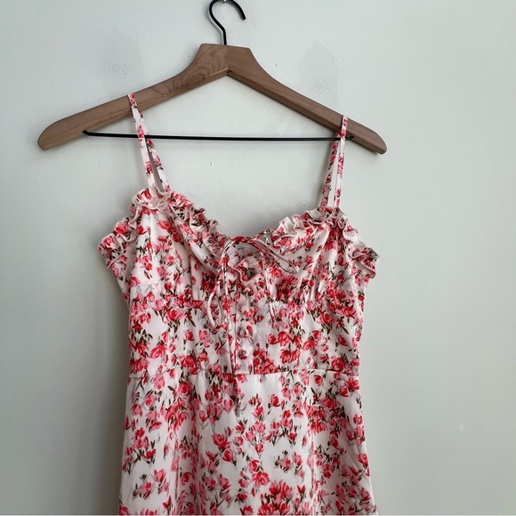 Hello Molly Get Right To It Dress Coral Floral Dainty Mini XS Babydoll Coquette - Picture 5 of 16